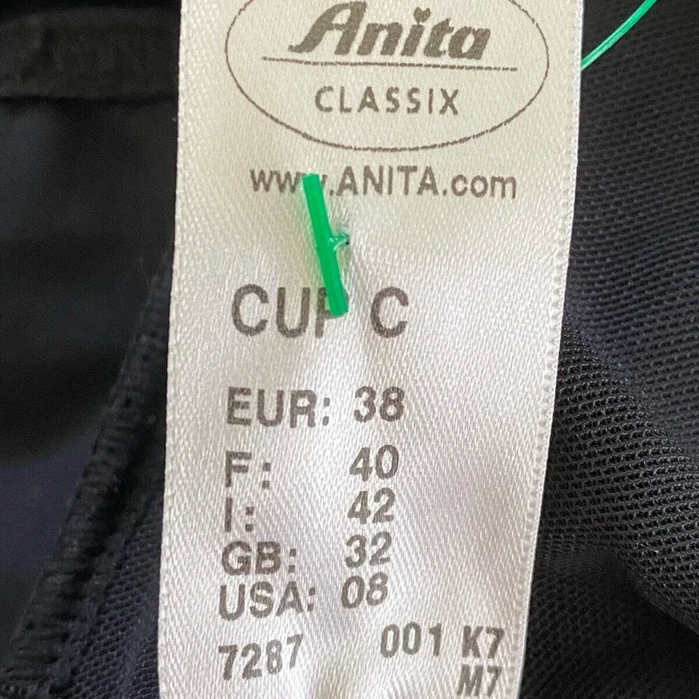 Anita Classix One Piece Swimsuit Size 8 Black White Stitching C Cup Vintage Look